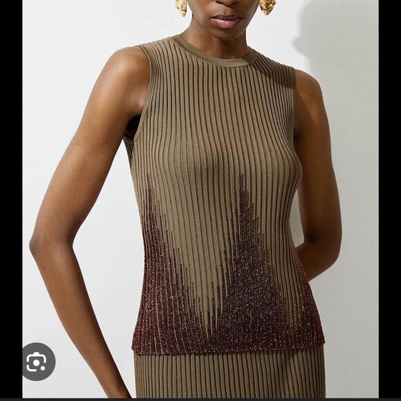 Viscose Blend Shimmer Knit Top and Bottom Co-Ord - Picture 3 of 4